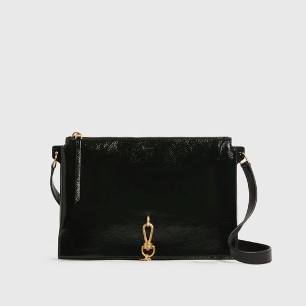 Allsaints Dark Green Premium Leather Shoulder Bag